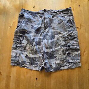 Mens NOBO No Boundaries Sz 40 Grey White Gray Cargo Shorts Zipper Button Cotton